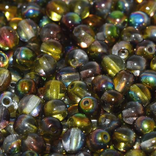 3mm Druk (Round) Bead - Crystal Magic Green - 00030-95400