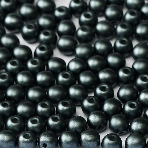 3mm Druk (Round) Bead - Alabaster Pastel Dark Grey - 02010-25037