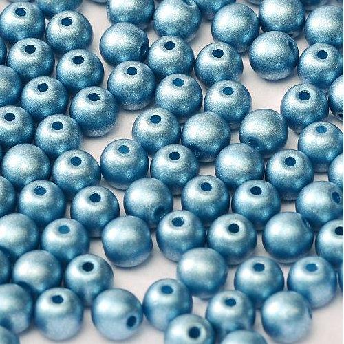3mm Druk (Round) Bead - Alabaster Metallic Sea Blue - 02010-29434