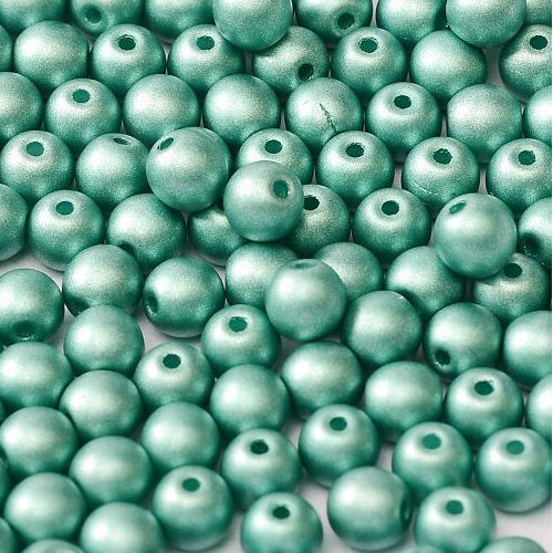 3mm Druk (Round) Bead - Alabaster Metallic Emerald - 02010-29455