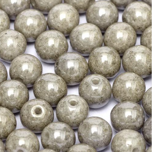 3mm Druk (Round) Bead - Chalk White Grey Luster - 03000-14449