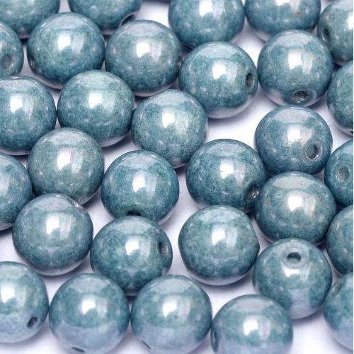 3mm Druk (Round) Bead - Chalk White Baby Blue Luster - 03000-14464
