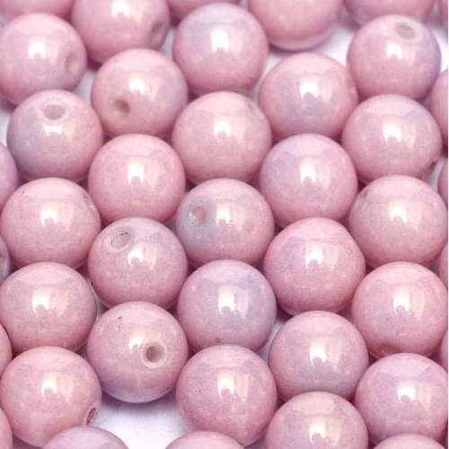 3mm Druk (Round) Bead - Chalk White Lila Luster - 03000-14494