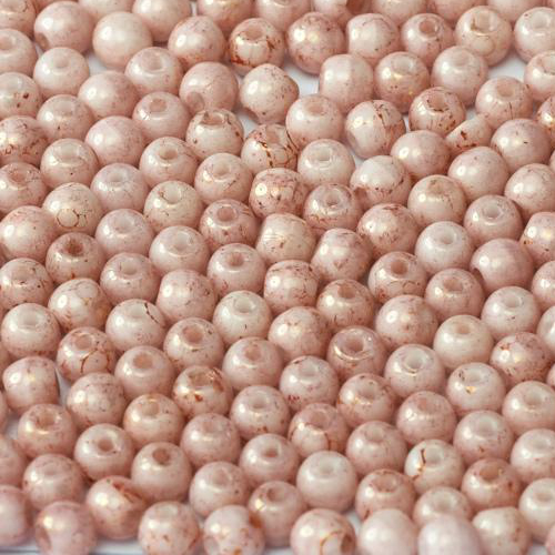 3mm Druk (Round) Bead - Chalk White Teracota Red - 03000-15495