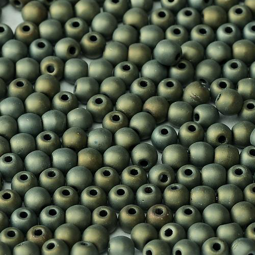 3mm Druk (Round) Bead - Jet Matted Brown Iris - 23980-21115