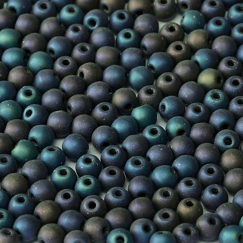 3mm Druk (Round) Bead - Jet Matted Blue Iris - 23980-21135