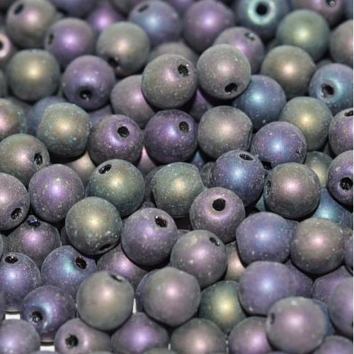 3mm Druk (Round) Bead - Jet Matted Purple Iris - 23980-21195