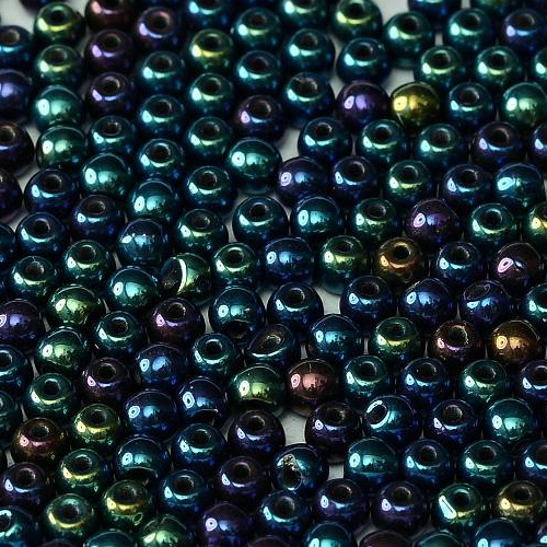 3mm Druk (Round) Bead - Jet Blue Iris - 23980-21435