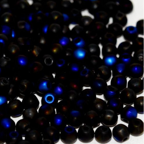 3mm Druk (Round) Bead - Jet Azuro Full Matted - 23980-22273