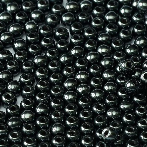 3mm Druk (Round) Bead - Jet Vacuum Hematite Full - 23980-27200