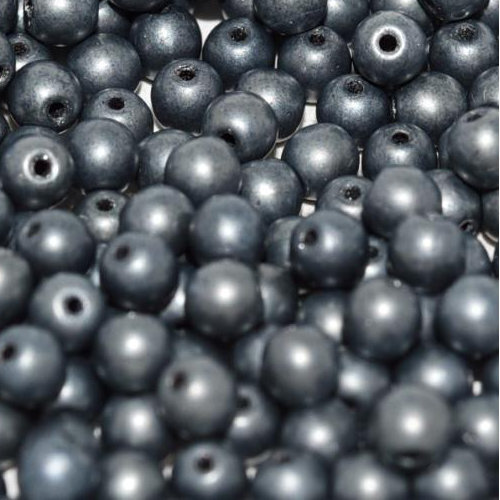 3mm Druk (Round) Bead - Jet Hematite Matted - 23980-84400