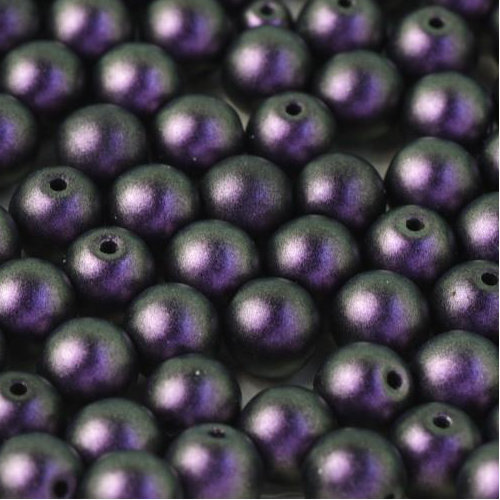 3mm Druk (Round) Bead - Jet Polychrome Black Raspberry - 23980-94101