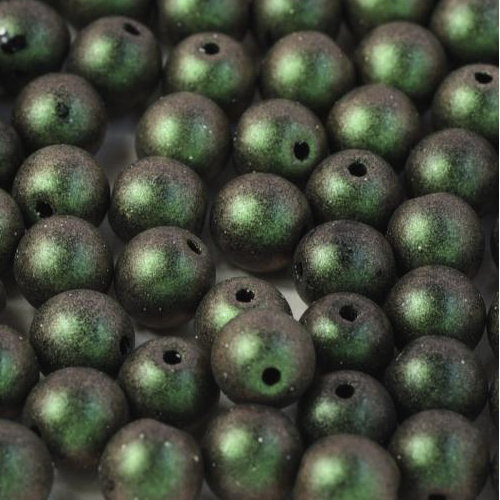 3mm Druk (Round) Bead - Jet Polychrome Sage - Citrus - 23980-94103 - 50 Piece Bag