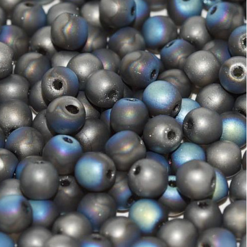 4mm Druk (Round) Bead - Crystal Glittery Graphite Matted - 00030-98855