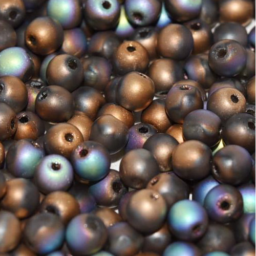 4mm Druk (Round) Bead - Crystal Glittery Bronze Matted - 00030-98856