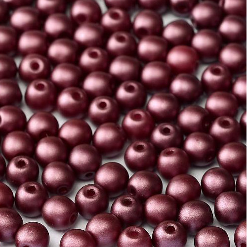 4mm Druk (Round) Bead - Alabaster Pastel Burgundy - 02010-25031