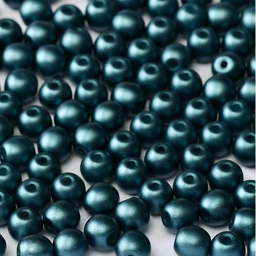 4mm Druk (Round) Bead - Alabaster Pastel Petrol - 02010-25033