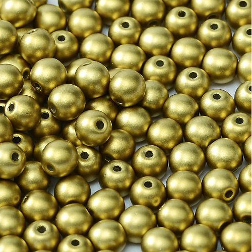 4mm Druk (Round) Bead - Alabaster Metallic Olivine - 02010-29418