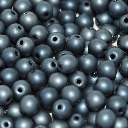 4mm Druk (Round) Bead - Jet Celsian Full Matted - 23980-22570