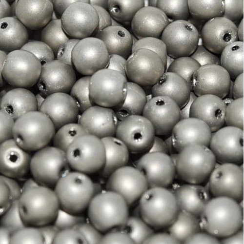 4mm Druk (Round) Bead - Jet Full Argentic Matted - 23980-27570