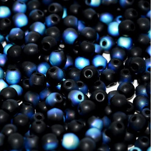 4mm Druk (Round) Bead - Jet AB Matted - 23980-28771