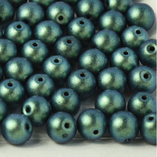 4mm Druk (Round) Bead - Jet Polychrome Mint Chocolate - 23980-94104