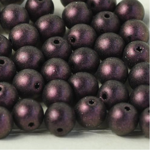 4mm Druk (Round) Bead - Jet Polychrome Plum - 23980-94106