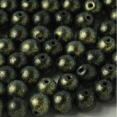 4mm Druk (Round) Bead - Jet Polychrome Gold Rush - 23980-94107