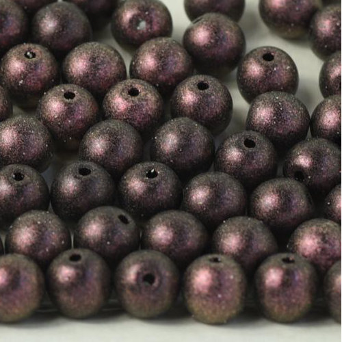 4mm Druk (Round) Bead - Jet Polychrome Dark Violet - 23980-94108