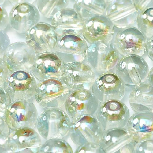 6mm Druk (Round) Bead - Crystal Green Rainbow - 00030-98539