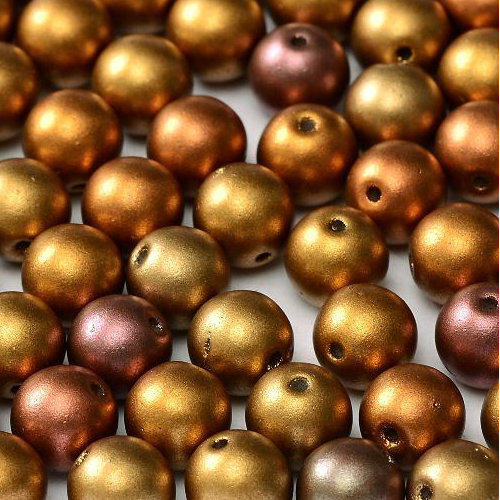 6mm Druk (Round) Bead - Ancient Gold - 01620