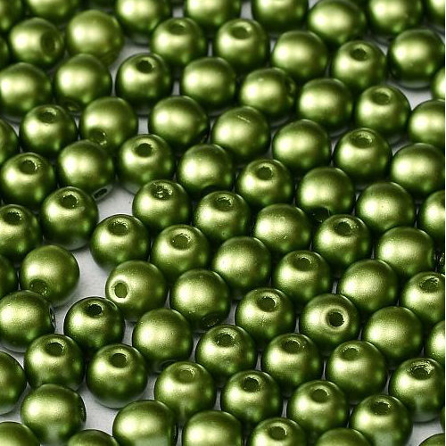 6mm Druk (Round) Bead - Alabaster Pastel Olivine - 02010-25034