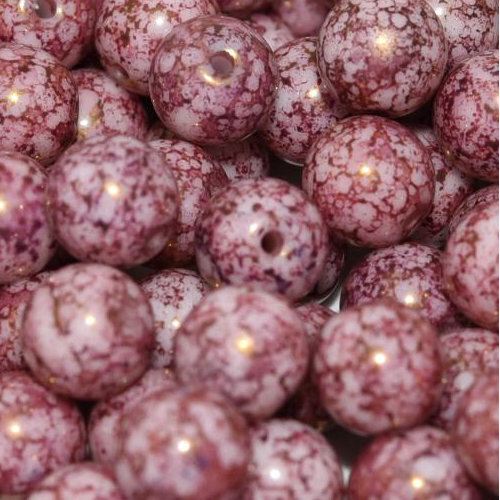 6mm Druk (Round) Bead - Chalk White Teracota Purple - 03000-15496
