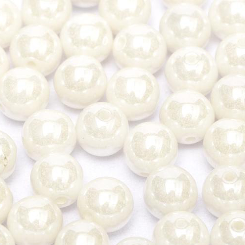 6mm Druk (Round) Bead - Chalk White Shimmer - 03000-21402