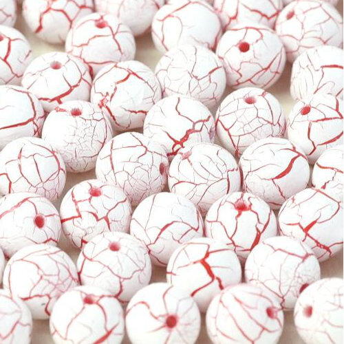 6mm Druk (Round) Bead - Ionic White / Red - 03000-24602