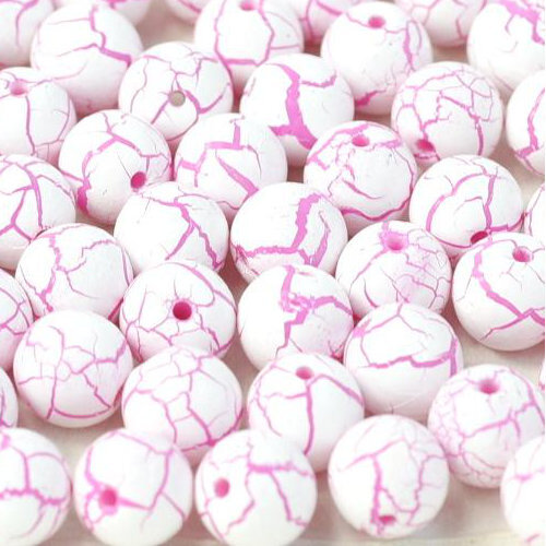 6mm Druk (Round) Bead - Ionic White / Pink - 03000-24603