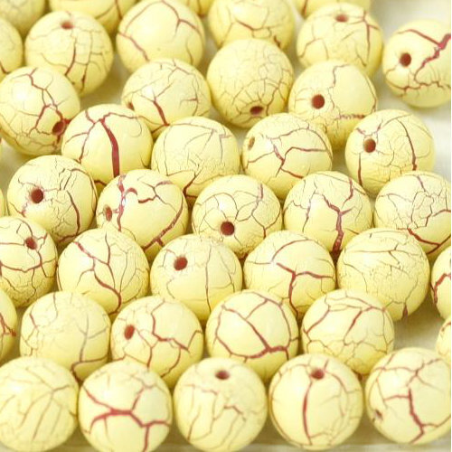 6mm Druk (Round) Bead - Ionic Light Yellow / Dark Red - 03000-24606
