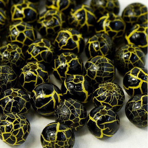 6mm Druk (Round) Bead - Ionic Jet / Yellow - 03000-24617