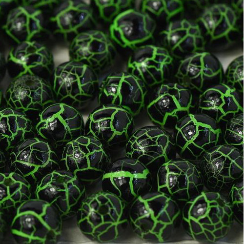 6mm Druk (Round) Bead - Ionic Jet / Green - 03000-24620