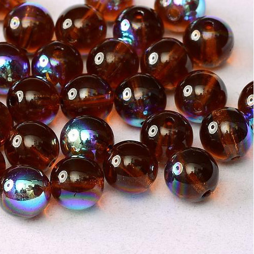6mm Druk (Round) Bead - Dark Topaz AB - 10110-28701