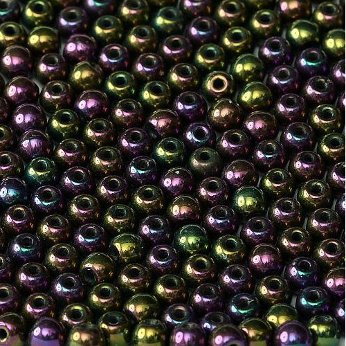 6mm Druk (Round) Bead - Jet Purple Iris - 23980-21495