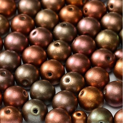 8mm Druk (Round) Bead - Purple Iris Gold - 01640