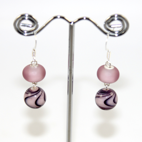 Shades of Pink 12mm Handmade Lampwork Glass Earrings