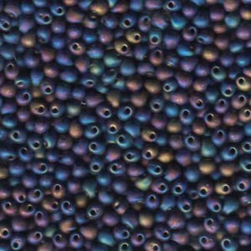 Miyuki 3.4mm Drop Bead - DP-9401FR - Matte Opaque Black AB