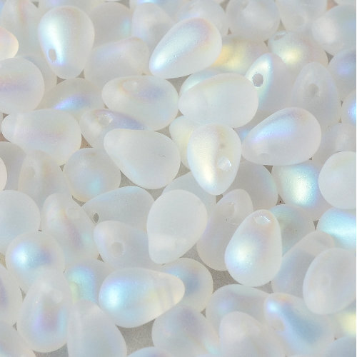 Drop Bead 4mm x 6mm - Crystal AB Full Matte - DRP-46-00030-28773