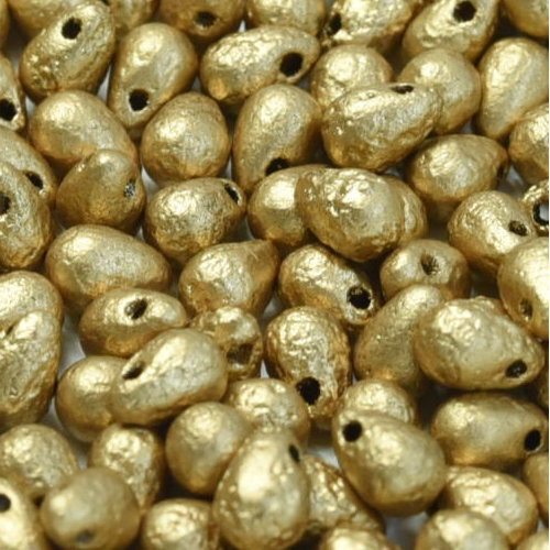 Drop Bead 4mm x 6mm -  Aztec Gold Etched - DRP-46-01710E