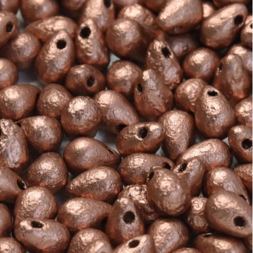 Drop Bead 4mm x 6mm -  Vintage Copper Etched - DRP-46-01770E