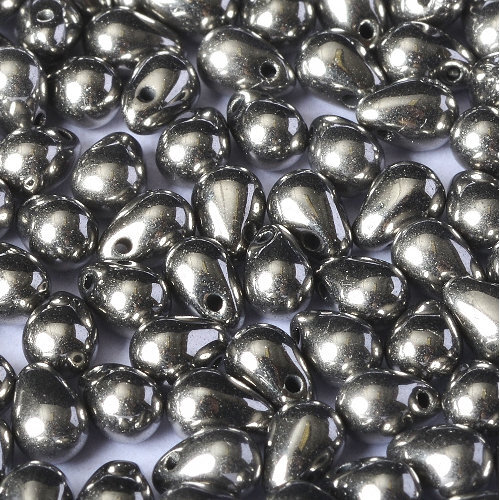 Drop Bead 4mm x 6mm - Jet Chrome Full - DRP-46-23980-27400