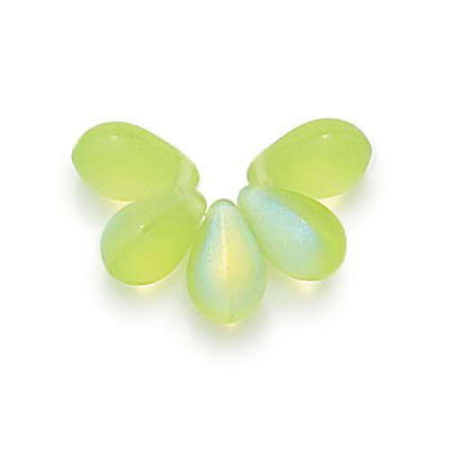 Drop Bead 4mm x 6mm - Peridot AB Frosted - DRP-46-50400-28771