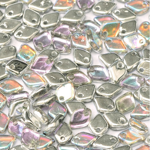 1.5mm x 5mm Dragon Scale Bead - 1 Hole - Crystal Silver Rainbow - 00030-98530 - 5gm Bag